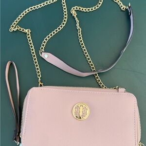Chic Blush Crossbody Bag with Gold Chain